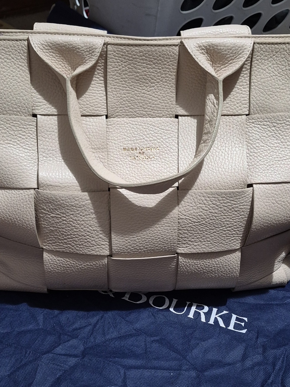 Iacucci Woven Leather Tote Bag - Cream